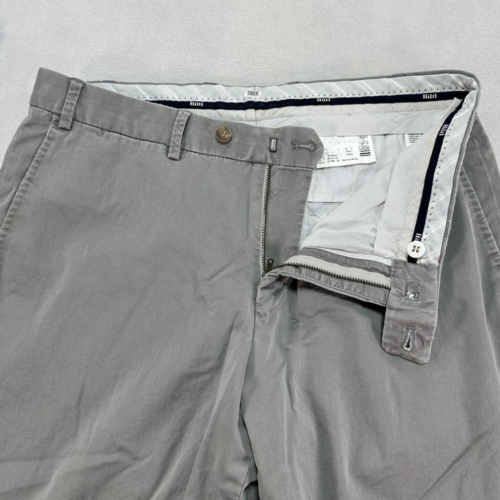 Hiltl Pants Mens 36x32 Gray Straight Leg Lightweight Stretch Dress Trousers - Picture 4 of 14